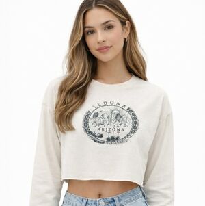 Sedona Arizona Long Sleeve Croptop Destination Travel Exercise Workout Shirt #21